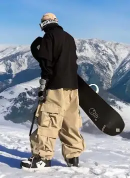 Men and Women's Oversized Ski Pants Waterproof Breathable Thermal Fleece Lining Snowboard Winter Overalls Pants