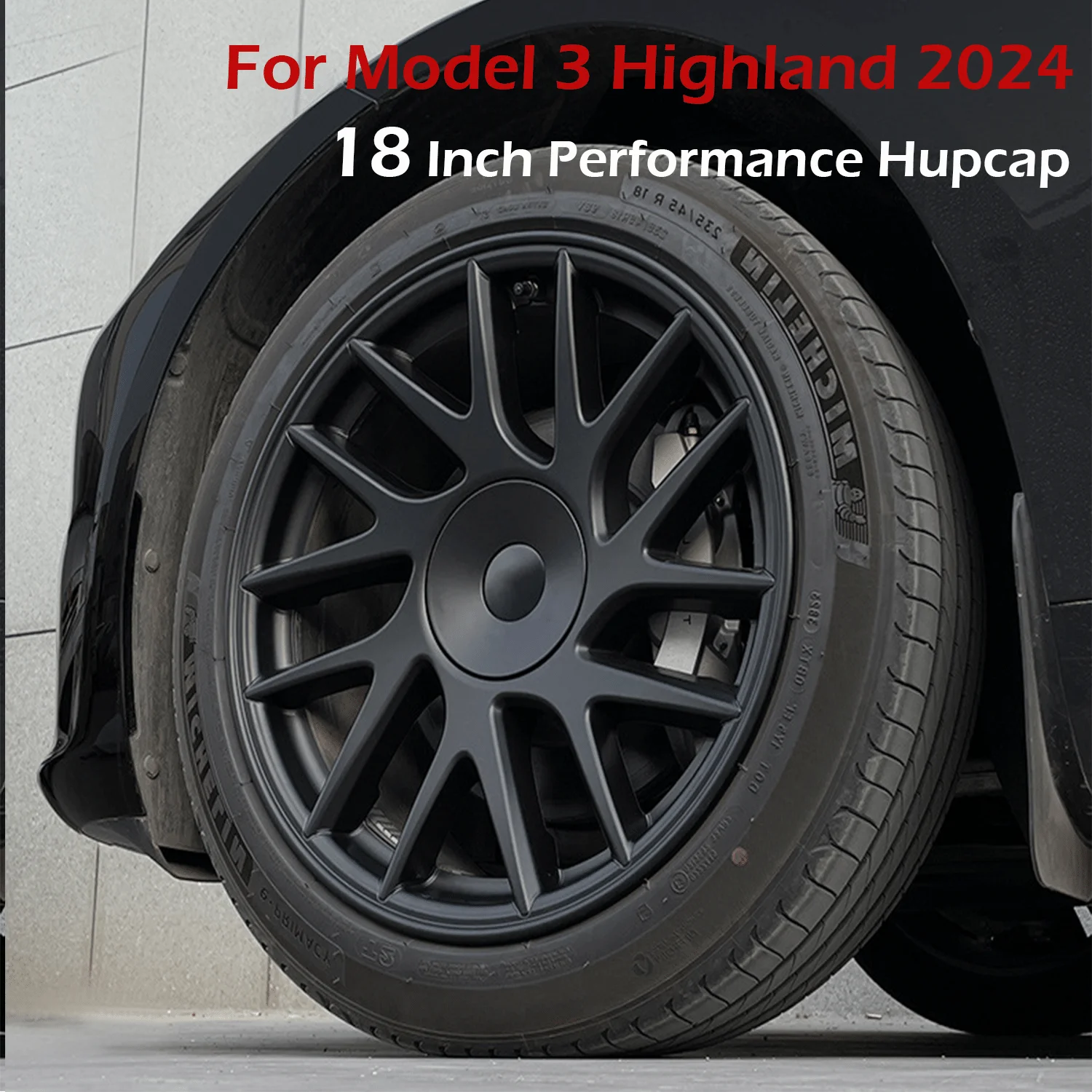 

For Tesla Model 3 Highland Wheel Covers Hubcaps, 18 Inch Wheel Hub Caps Fit for Model 3 2024 Matte Black Rim Protectors