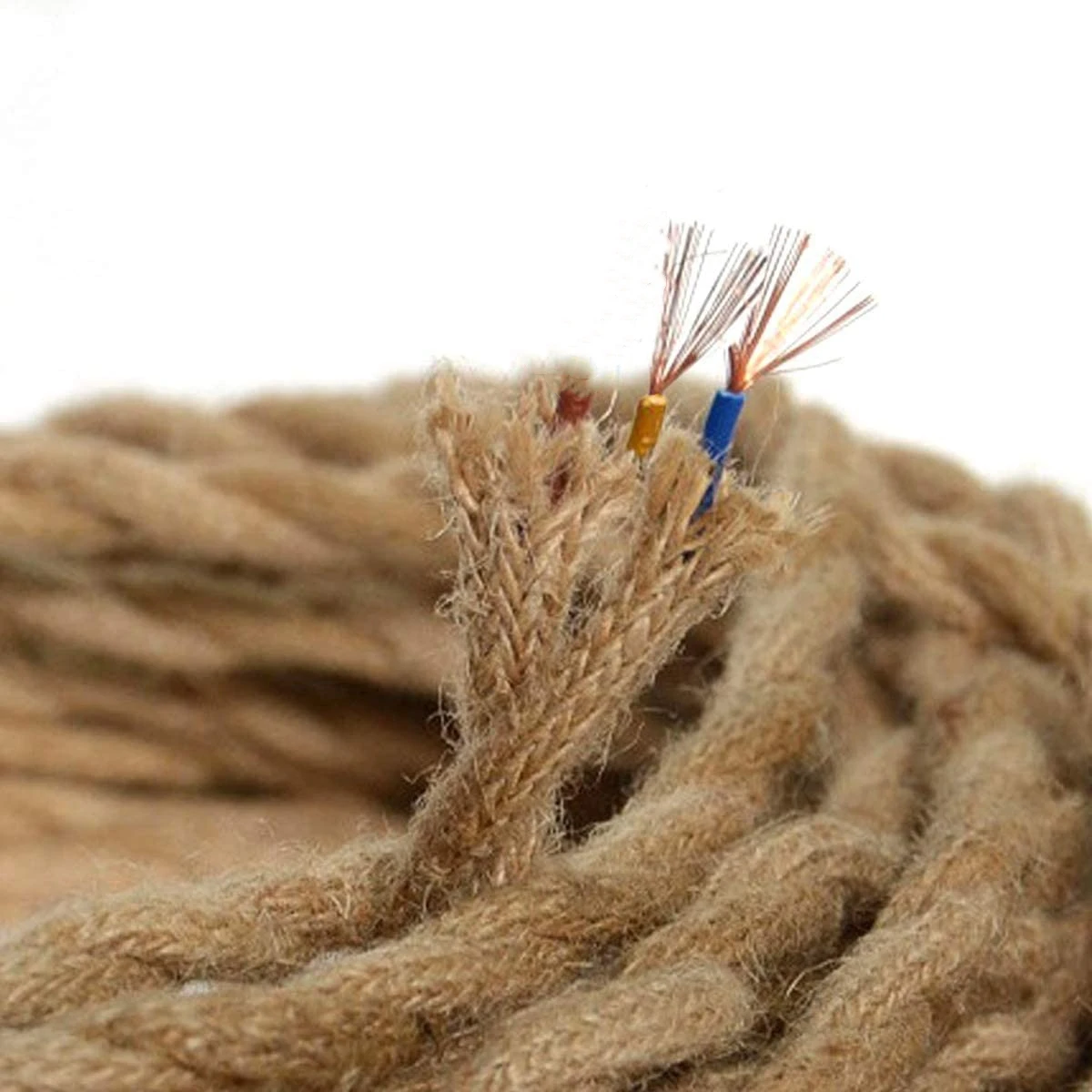 Vintage Hemp EU Plug Power Cord with ON/OFF Switch for Retro Pendant Lighting Decor