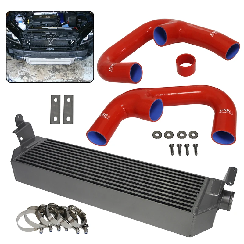 Upgrade Fmic Twin Intercooler +black Hose Kit For Volkswagen Golf R Gti