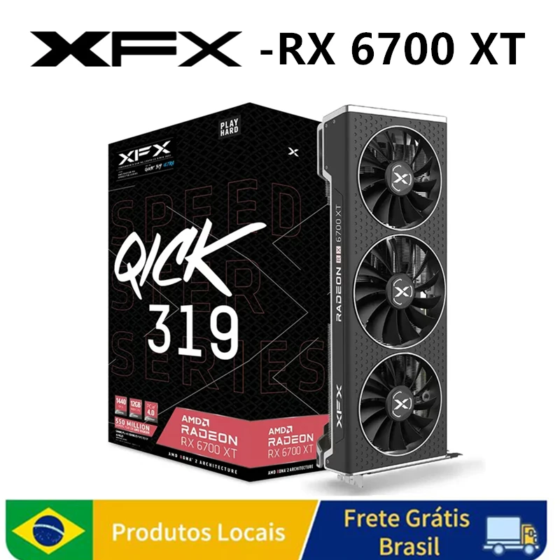 Enviados do armazém do Brasil XFX RX 6700 XT 12GB GPU placa gráfica ...