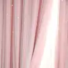 Hollow Out Star Princess Style Pink Double Layer Curtain Blackout Curtain for Living Room Bedroom 2