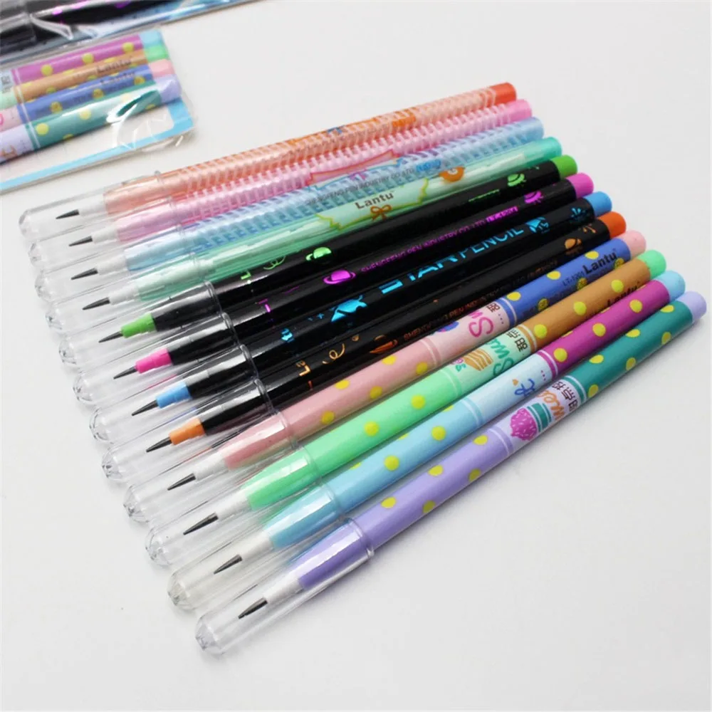4/16PCS Colorful Non-sharpening Pencils Cute Cartoon Students Writing Pens School Stationery Pencil for Kids Office Supplies 2