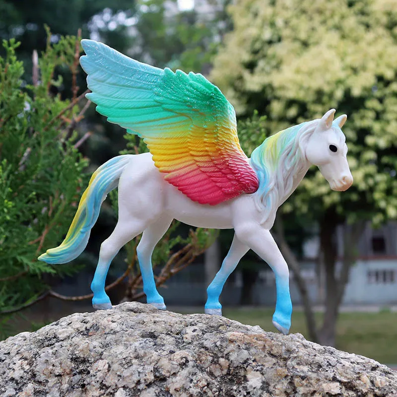 Symulacja bajki z latającym koniem Model mityczny tęczowy pegaz figurki figurki zwierząt dzieci kolekcja edukacyjna zabawka