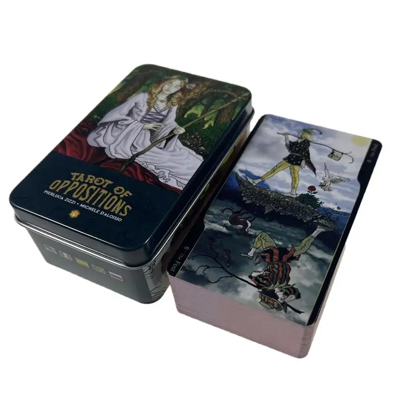 

Tarot Of Oppositions Cards English Cards Deck For Witch Fate Divination Oracle Cards Friend Party Board Game Iron Box