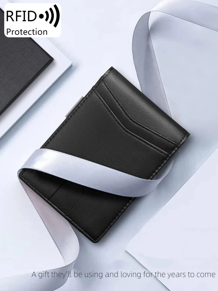 RFID Blockierung Geldbörse Herren Geldklammer Aus Echtleder Mit RFID-Schutz – Schlanke Geldbörse Für Personalausweis & Karten Slim Wallet