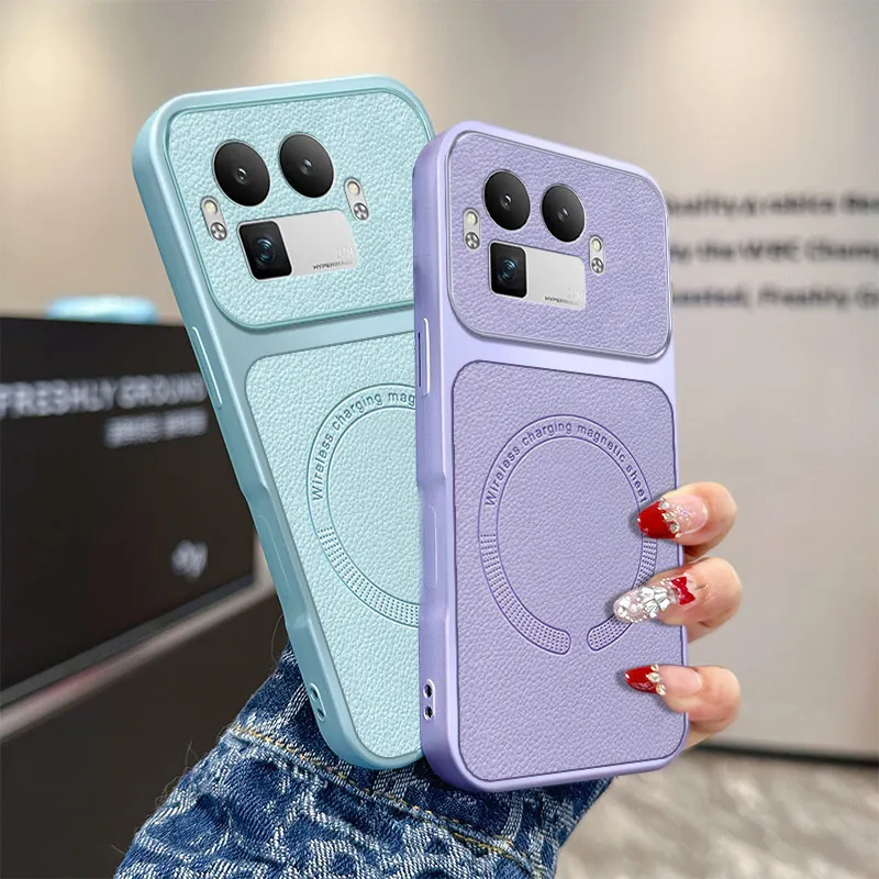 Ultra-Thin PU Leather Magnetic Anti-Drop Case with Wireless Charging Compatibility