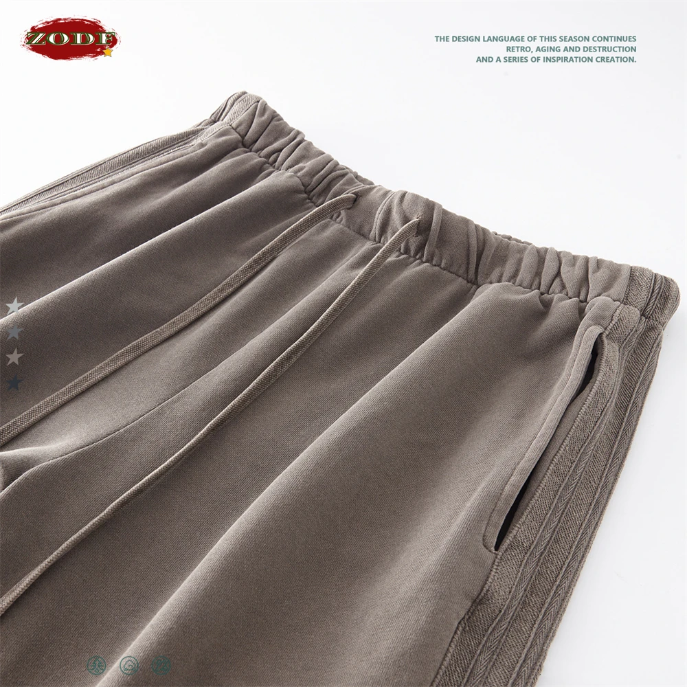 ZODF 2023 Autumn Winter Men Washed 450gsm Pants Unisex High Street Oversized Straight Trousers Streetwears HY0626 6
