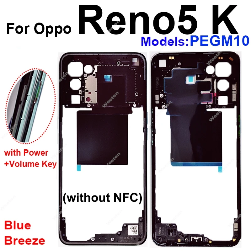 For OPPO Reno 5 5K 5F 5Z 5G Middle Housing Frame Cover