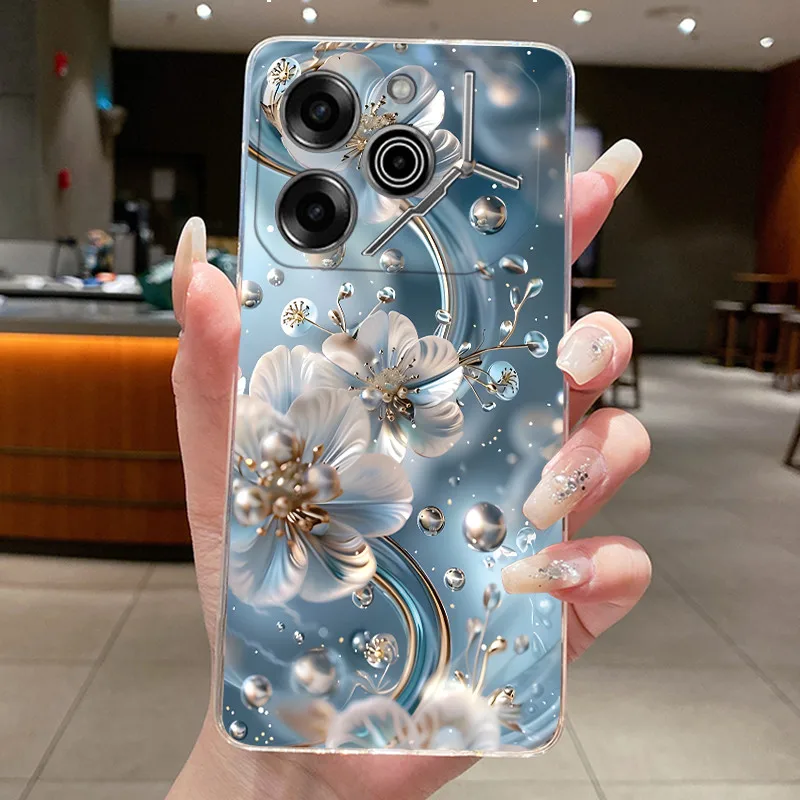 Luxury Butterfly Flowers Transparent Soft TPU Phone Case