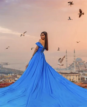 فستان سهرة انسيابي طويل بذيل خلفي أنيق — صورة 7