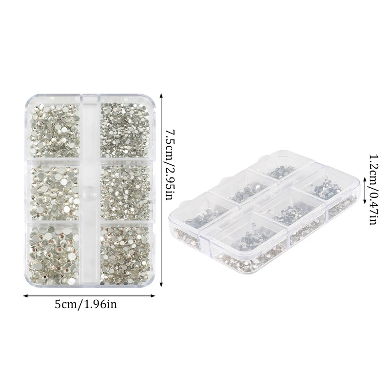 1 Box Multi-size AB Crystal Nail Rhinestones Flat Bottom
