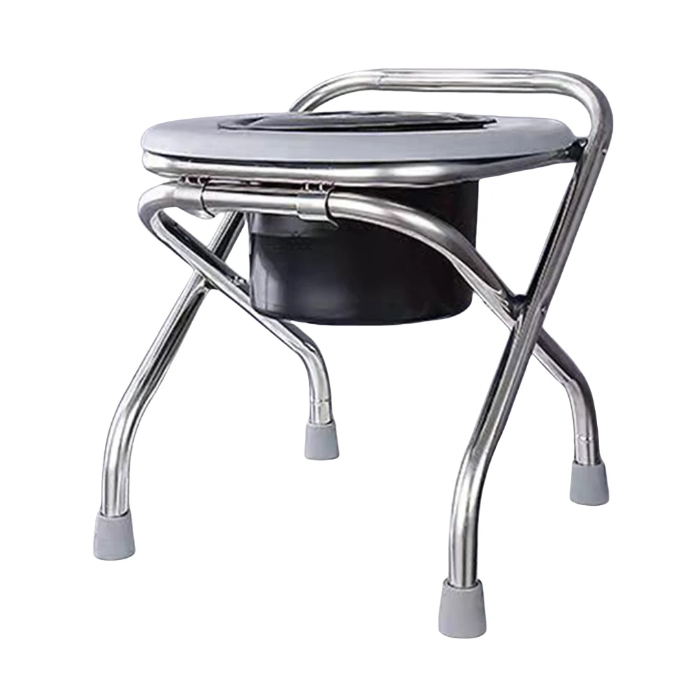 Portable Camping Toilet Foldable Folding Toilet Stainless Steel Elderly Toilet Stool Pregnant Woman Toilet Stool for Camping/Car 6