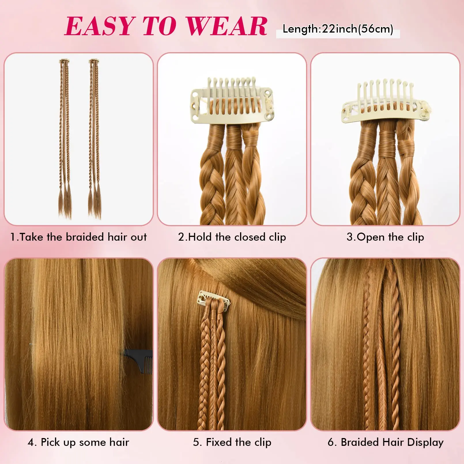 Clip Style Baby Braids Natural Soft Synthetic Hair Patches 6 22 Inch Long Hair extensions