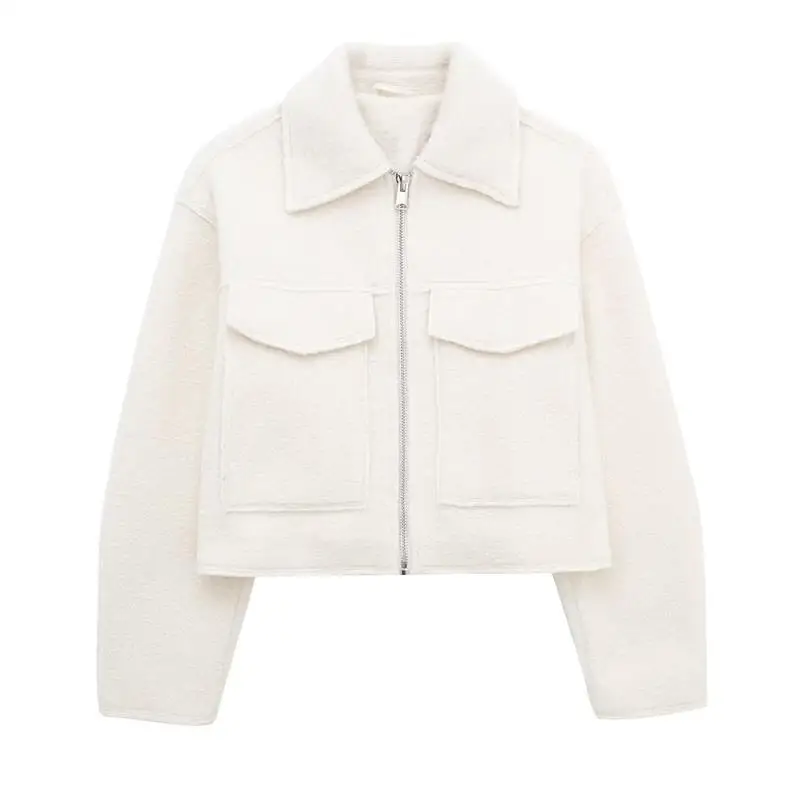 Beige short jacket stylish look