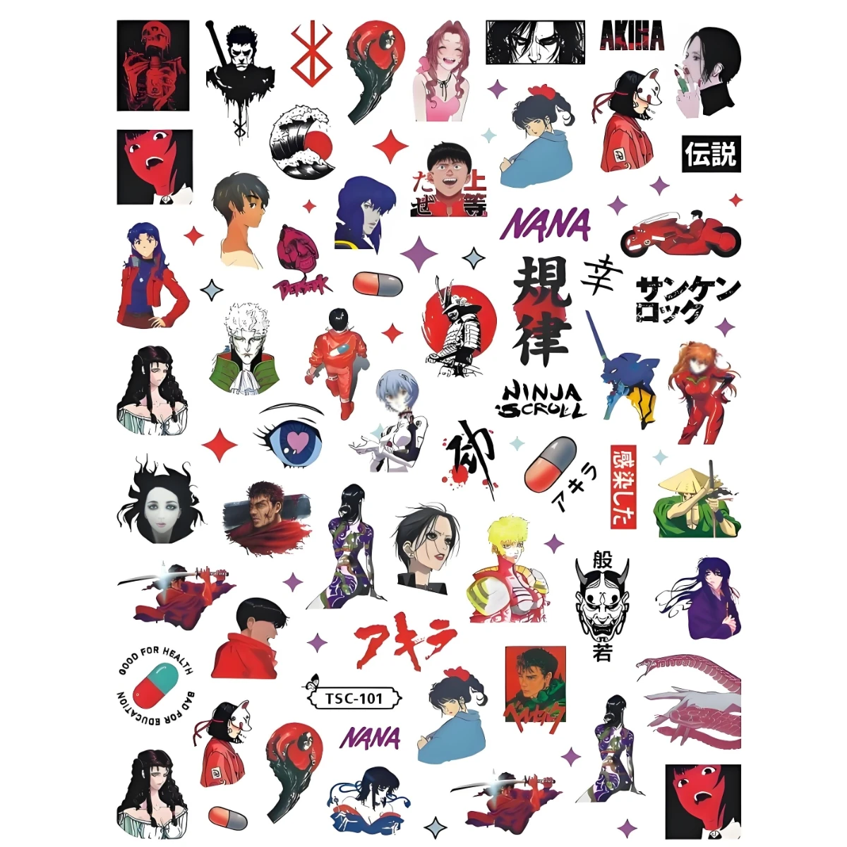TSC-340 Century Evangelion 3d nail art sticker stamp decal nail slider decor Ayanami Rei nail stickers,nail decals