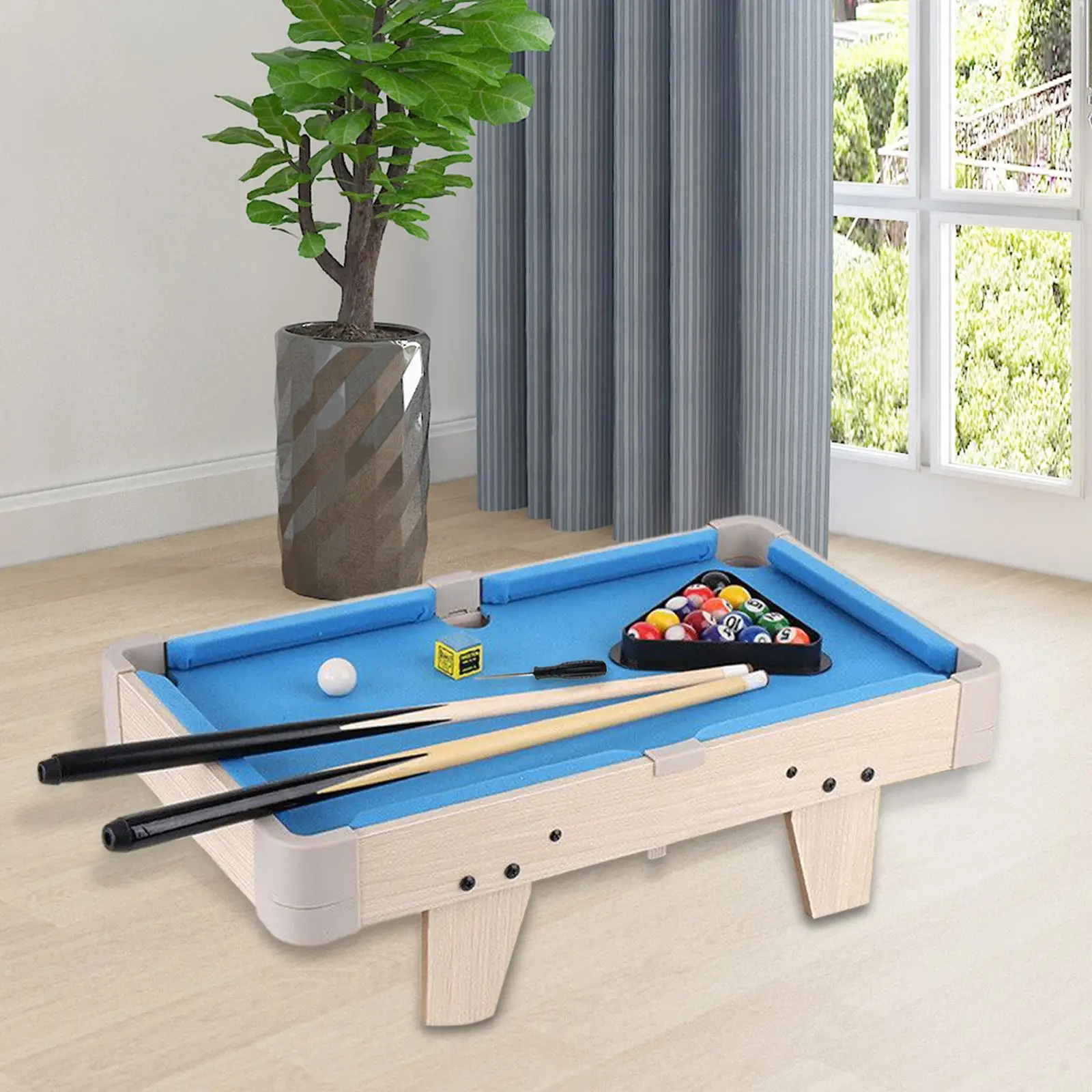 Portable Pool Table Set Desktop Snooker Home Office Use, Parent Child Interaction Game Toy Small Tabletop Billiards for Adult