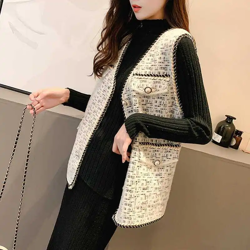 

Cardigan Vest Coat Women 2023 Autumn/Winter New Korean Version Loose Imitation Mink Fleece Outer Wear Knitted Tank Female Top