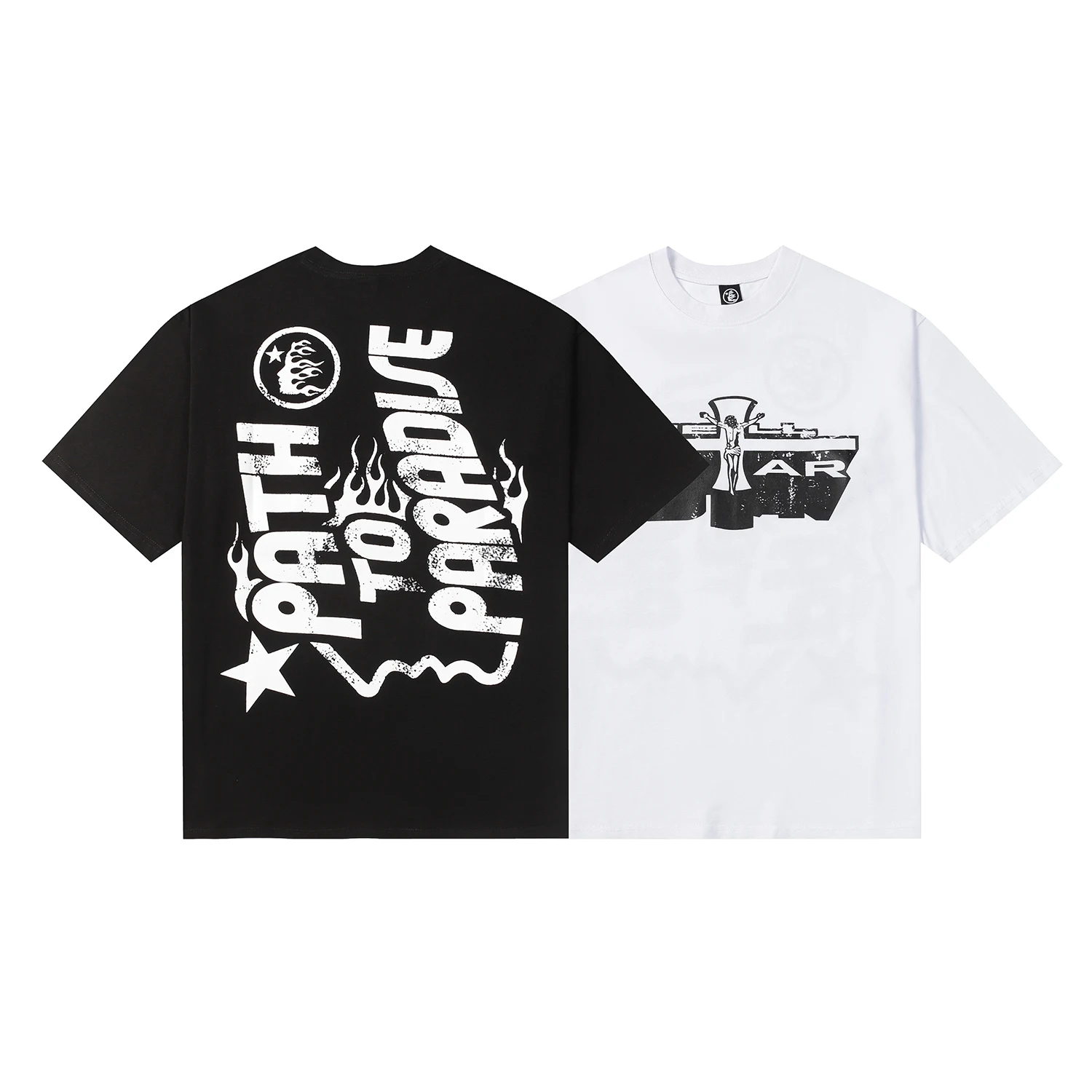 

Hellstar high quality new high street hip hop print casual cotton top men's and women's loose short sleeves