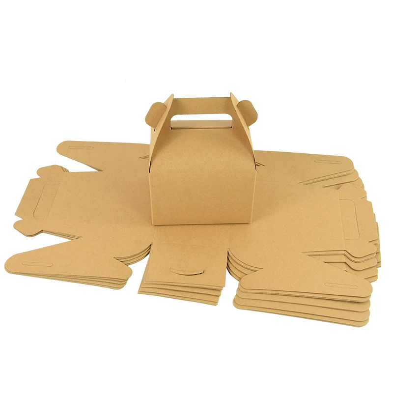 5/10Pcs Brown and White Kraft Paper Cake Boxes with Handle, Portable Gift Boxes for Cak... - SKU KPCB1018 - UGI Packaging