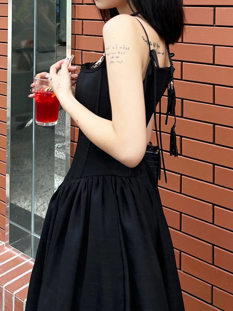 日本未入荷 CHUU★ウエストカットアウト ブラックタンクドレス SUCHCUTE Korean Black Maxi Dress Women Gothic Aesthetic