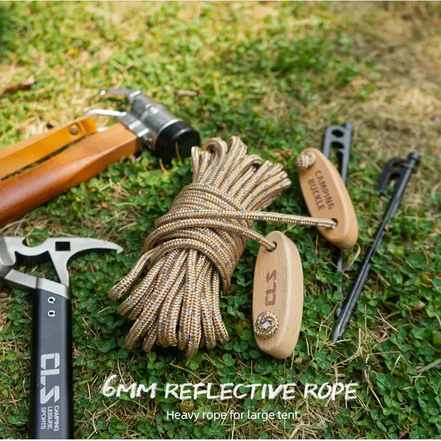 6 Mm Vastagított Fényvisszaverő Sátorkötél 5/15/25/35/50 M Kültéri Szélkötél Kempinghez A Lombkorona Napellenző Rögzített Biztonsági Szélálló Kötél Khaki - Image 2