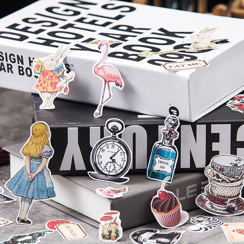 Decorative Stickers vintage Alice series 30PCS/bag DIY scrapbooking junk journal album diary happy plan