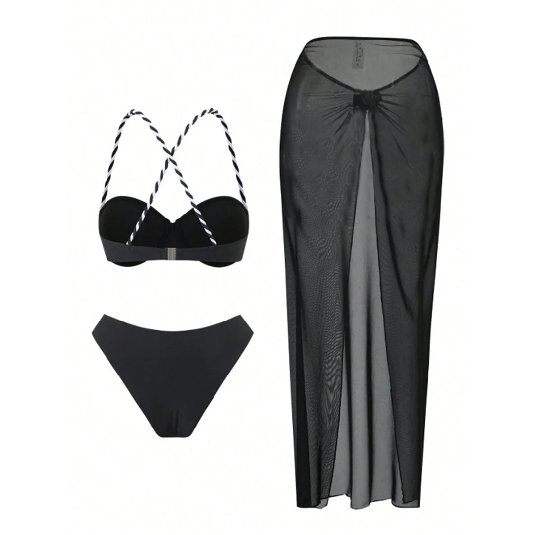 padded underwire bikini top with triangle neckline