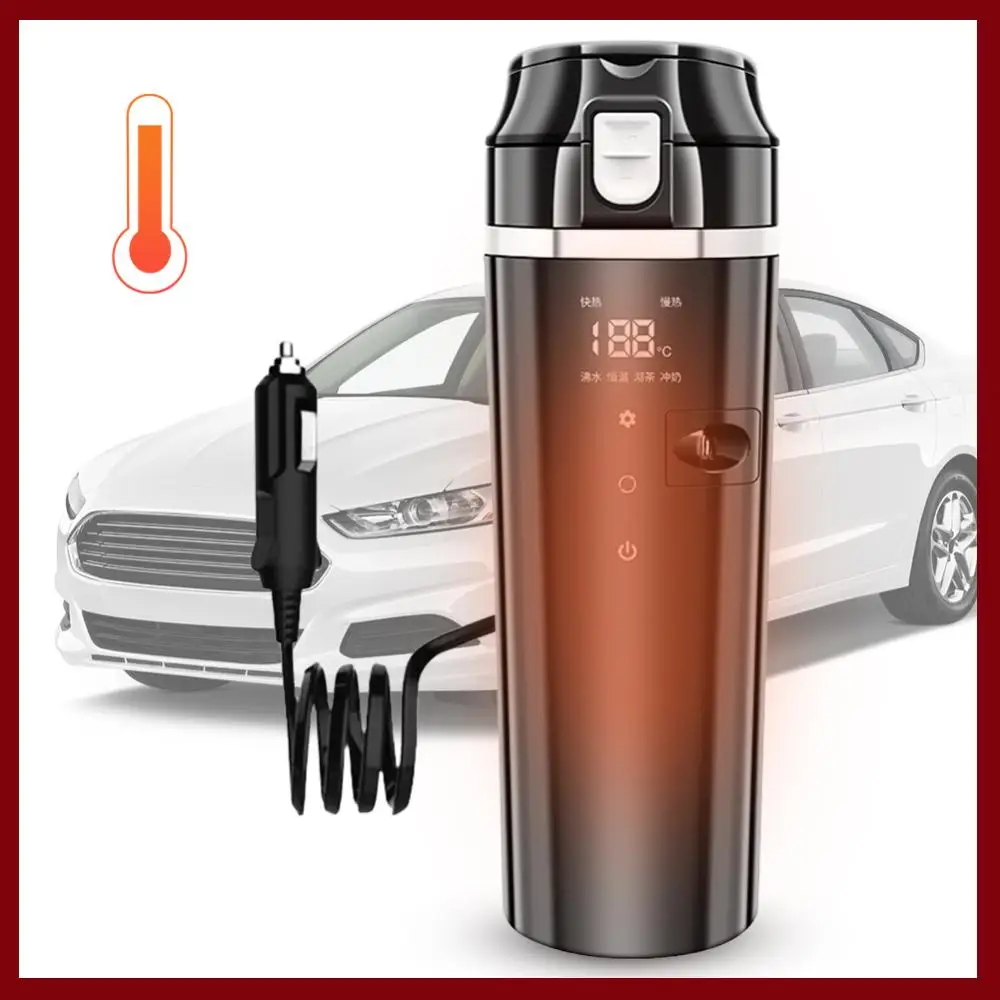 12V/24V 전기 주전자 스마트 온도 조절 차량용 가열 컵 디지털 LCD 디스플..