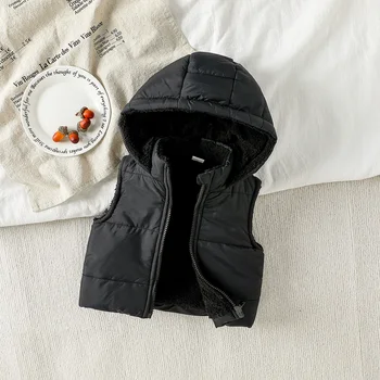 2025 New Fashion Waistcoat Vest Autumn Winter Coats New Fashion Kids Clothes Warm Hooded Baby Boys Vest Children Outerwear 1-3Y