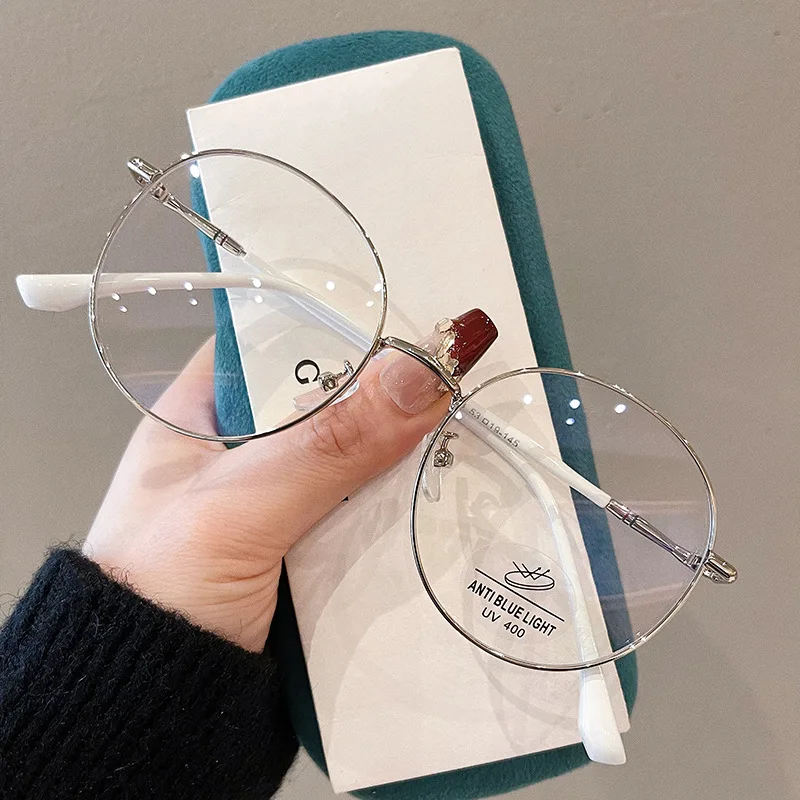 Classic Blue Light Blocking Women Glasses Frame Fashion Round Metal Reading Eyewear Optical Prescription Presbyopia Eyeglasses 5