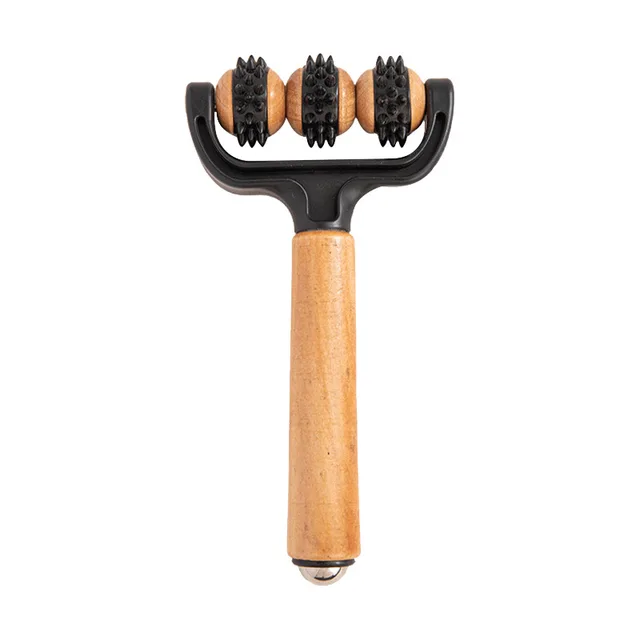 Wooden Handheld Massage Roller, Spiky Acupressure Stick for Muscle Relief, Yoga & Neck Therapy 5