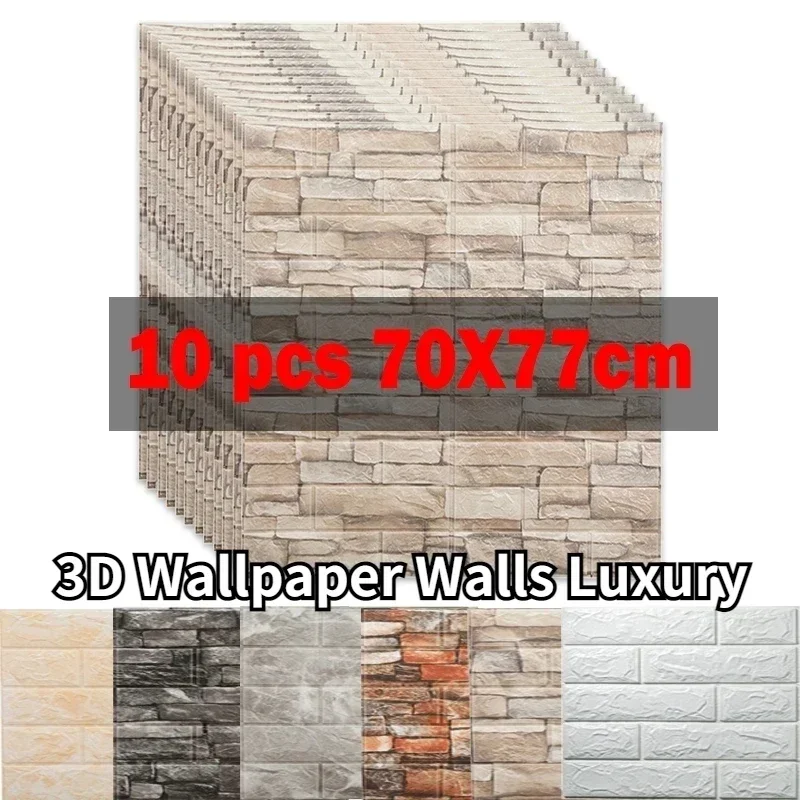 10Pcs 3D Wall Stickers Self Adhesive Panels Foam Home Luxury Decor DIY Wallpaper Living Room Bathroom Background Marble Sticker