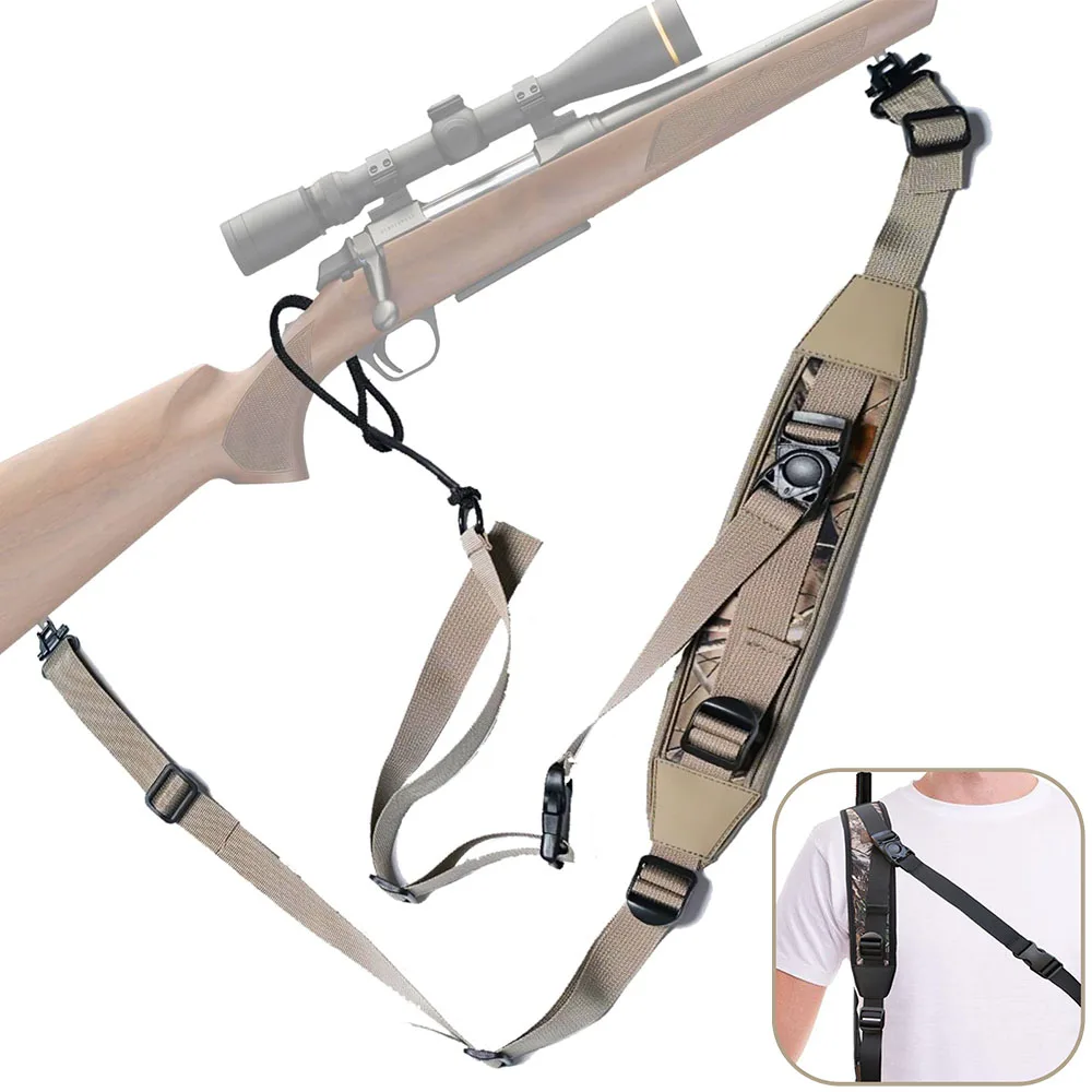 Sangle de fusil avec attaches rapides néoprène - Sangle réglable mains libres pour pêche et chasse