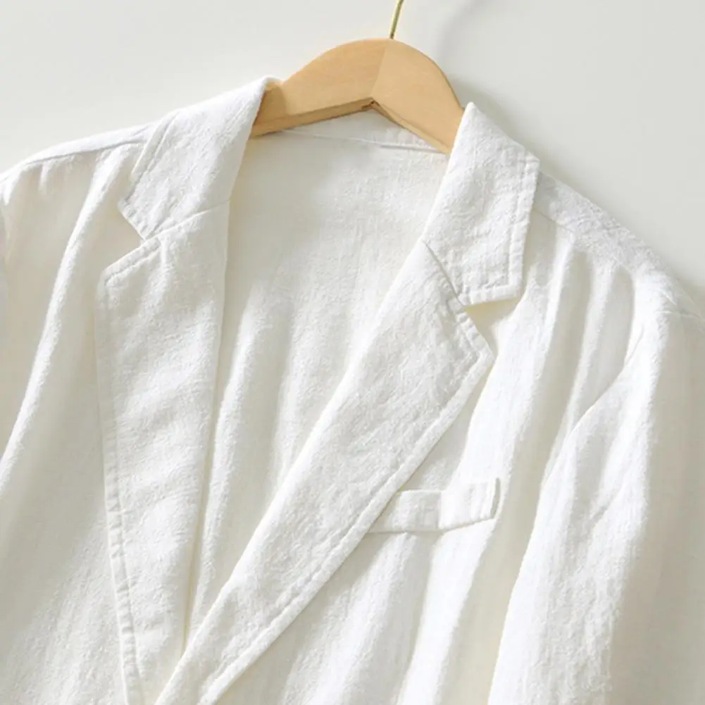 Description Picture 2 of itemMen Business Suit Coat Lapel Long Sleeve Single Breasted Business Casual Jacket with Large Pockets Solid Color Loose Fit Suit Ja