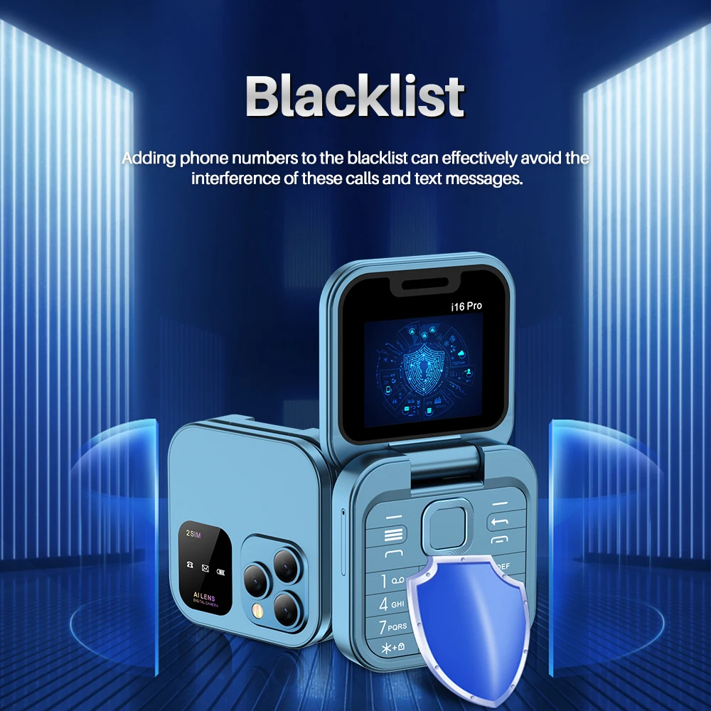 SERVO i16PRO 2G GSM Dual SIM Flip Mini Mobile Phone Auto Call Record Speed Dial Magic Voice FM Radio Small Fold Telephone Type-C view 6