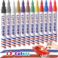 12 Color Auto Paint Car Scratch Repair Pen DIY Tire Tread Waterproof Quick-drying  Metal Paint Pen Marker Oil-based Marker Set 2