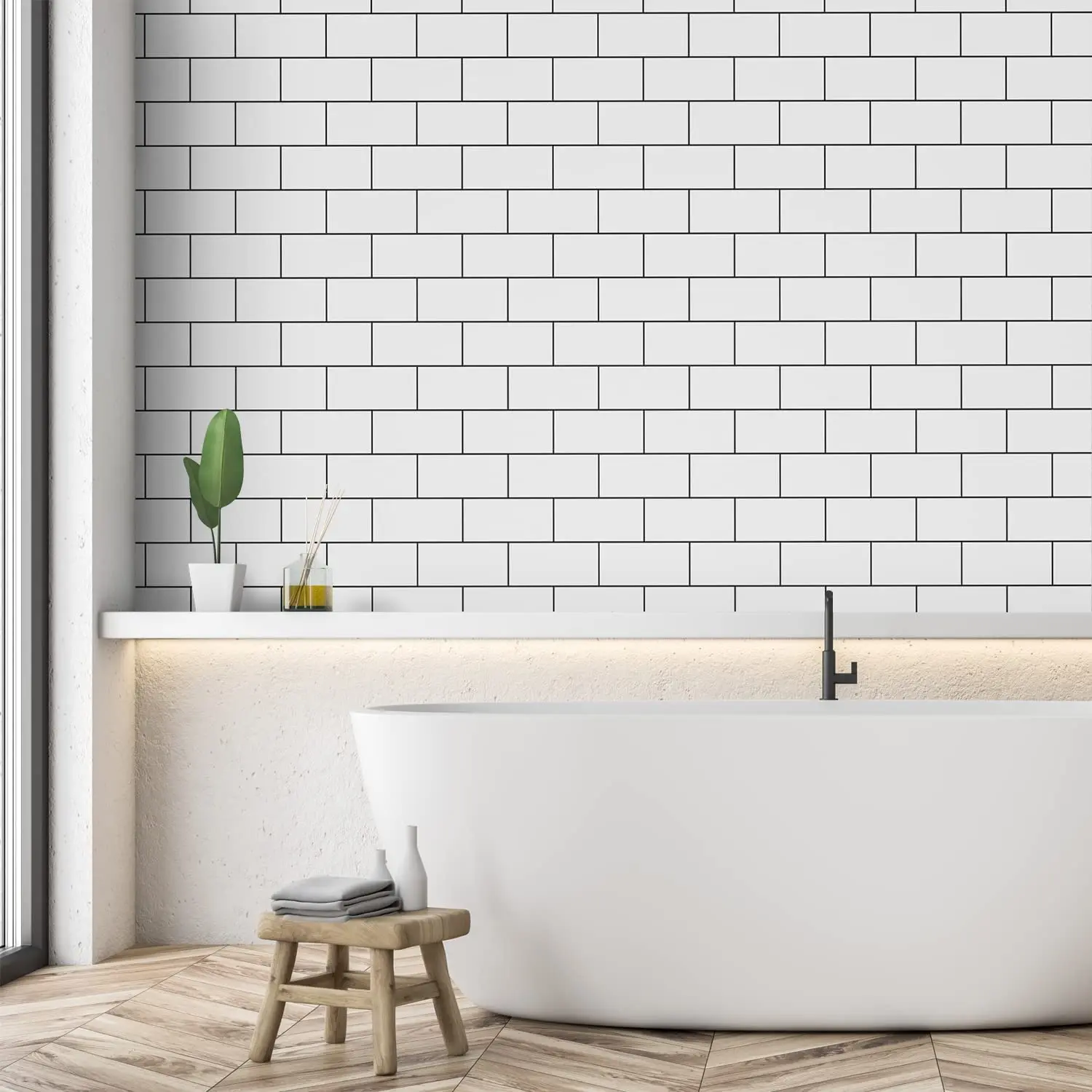 10M-PET-Self-Adhesive-Waterproof-White-Ceramic-Tile-Wallpaper-for ...