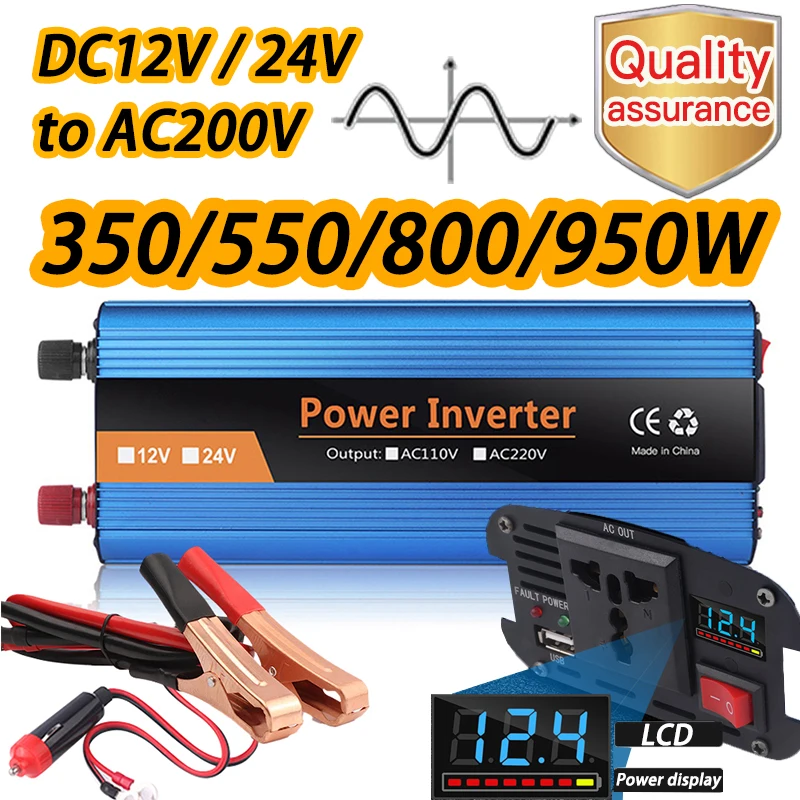 

1000W Inverter 12v to 220v Pure Sinus 350W/550W/800W/950W Pure Sine Wave 24v Sine Wave Voltage Converter Adapter