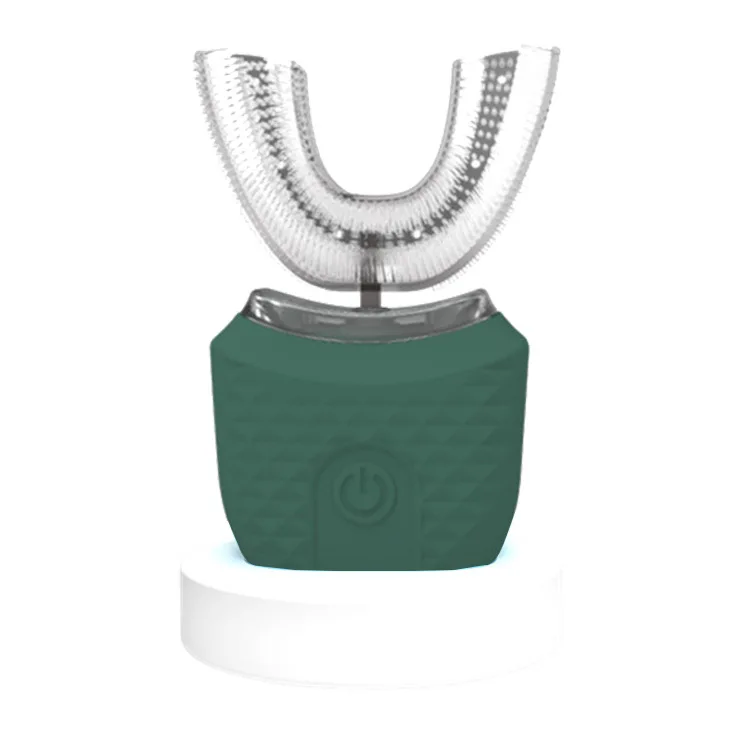 thumbnail image 1 of Cepillo de dientes eléctrico sónico automático de 360 grados para adultos, blanqueador bucal, luz azul, cepillos de dientes en forma de U con base de carga, 1 of 5