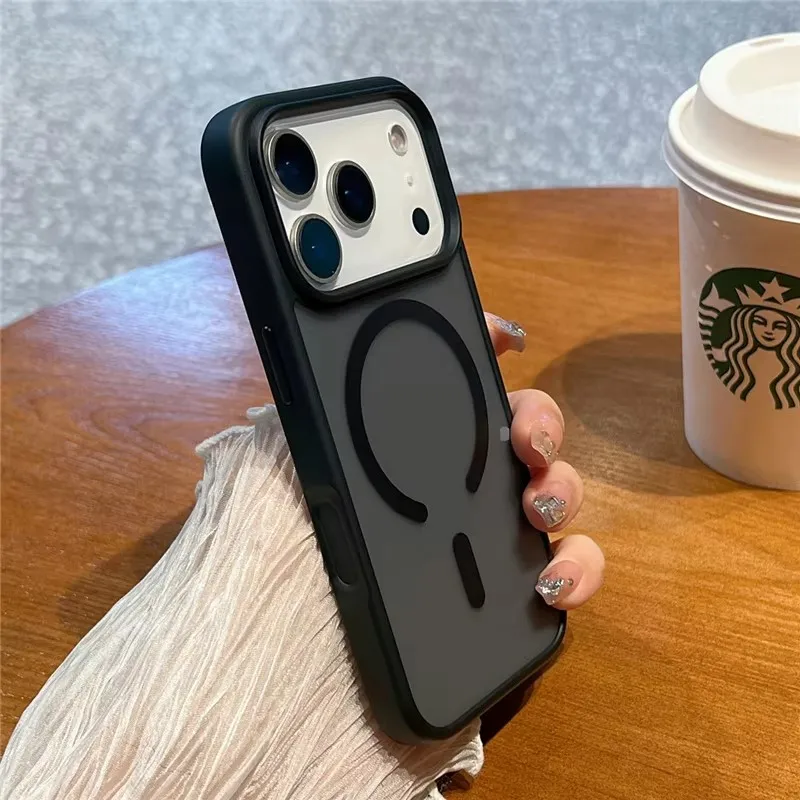 Translucent Matte MagSafe Case with Wireless Charging Compatibility and Magnetic Hard Cover