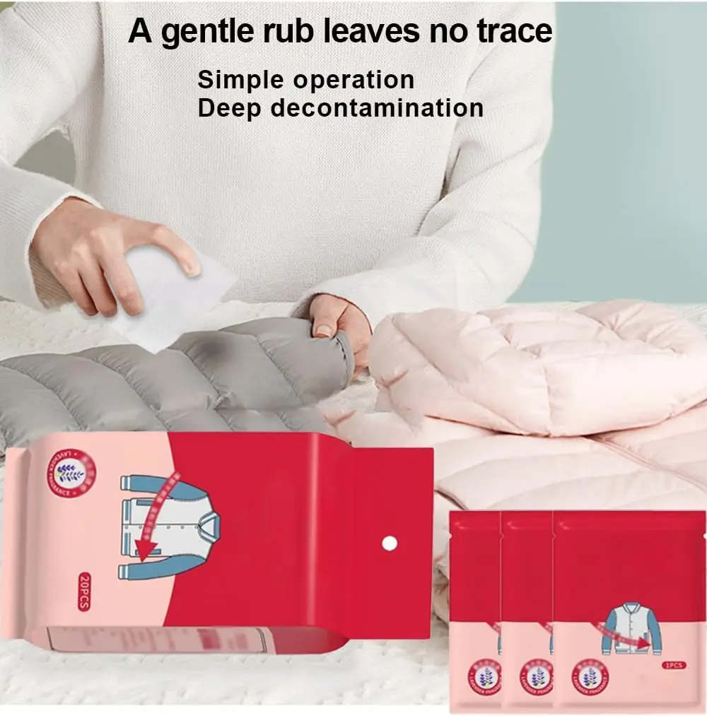 Disposable Clothing Stain Removal Wet Wipes Multi Functional Non Washing For Down Cotton Leather Jacket Stain Removing