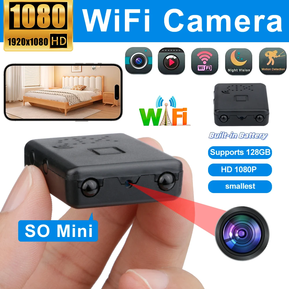 Description Picture 2 of item1080P HD Mini Camera Wifi Cam Built In Battery Home Security Small Camcorde IR Night Vision DVR Motion Detection Video Recorder
