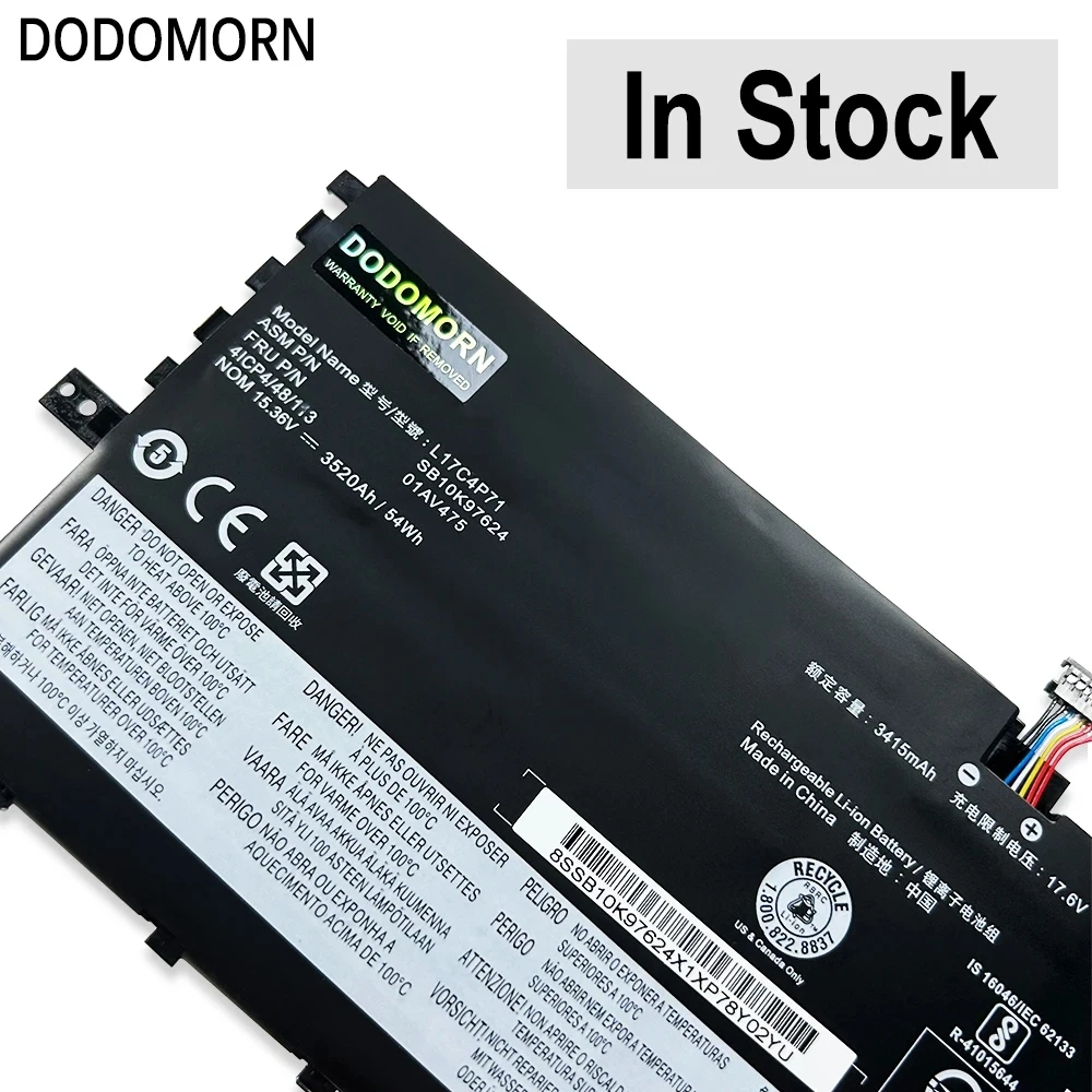 ASUNCELL 15,36V 54Wh Laptop Accu Voor ThinkPad X1 Yoga 3rd Gen - L17M4P71 L17C4P71 01AV474 Compatibel