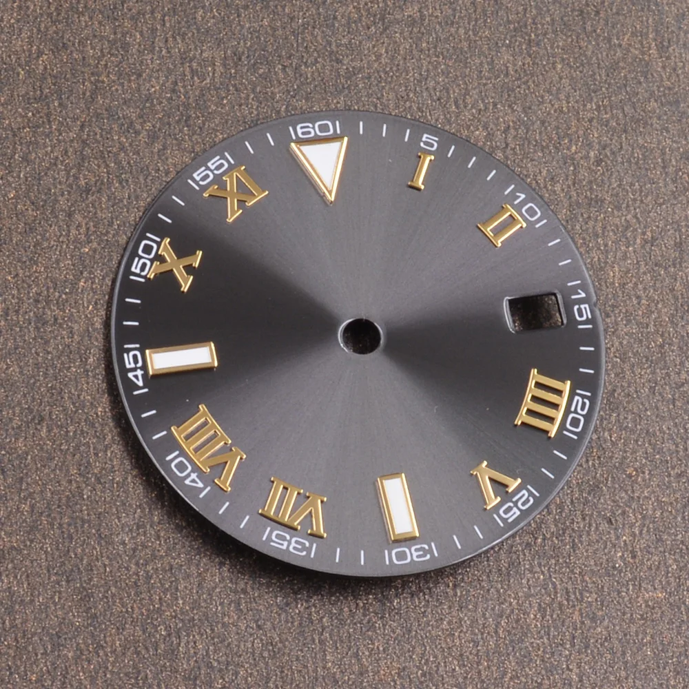 29MM Roman Scale Watch Dial Fit NH35 NH36 Movement Green Luminous Calendar Window Watch Accessories watch dial accessories watch face accessories