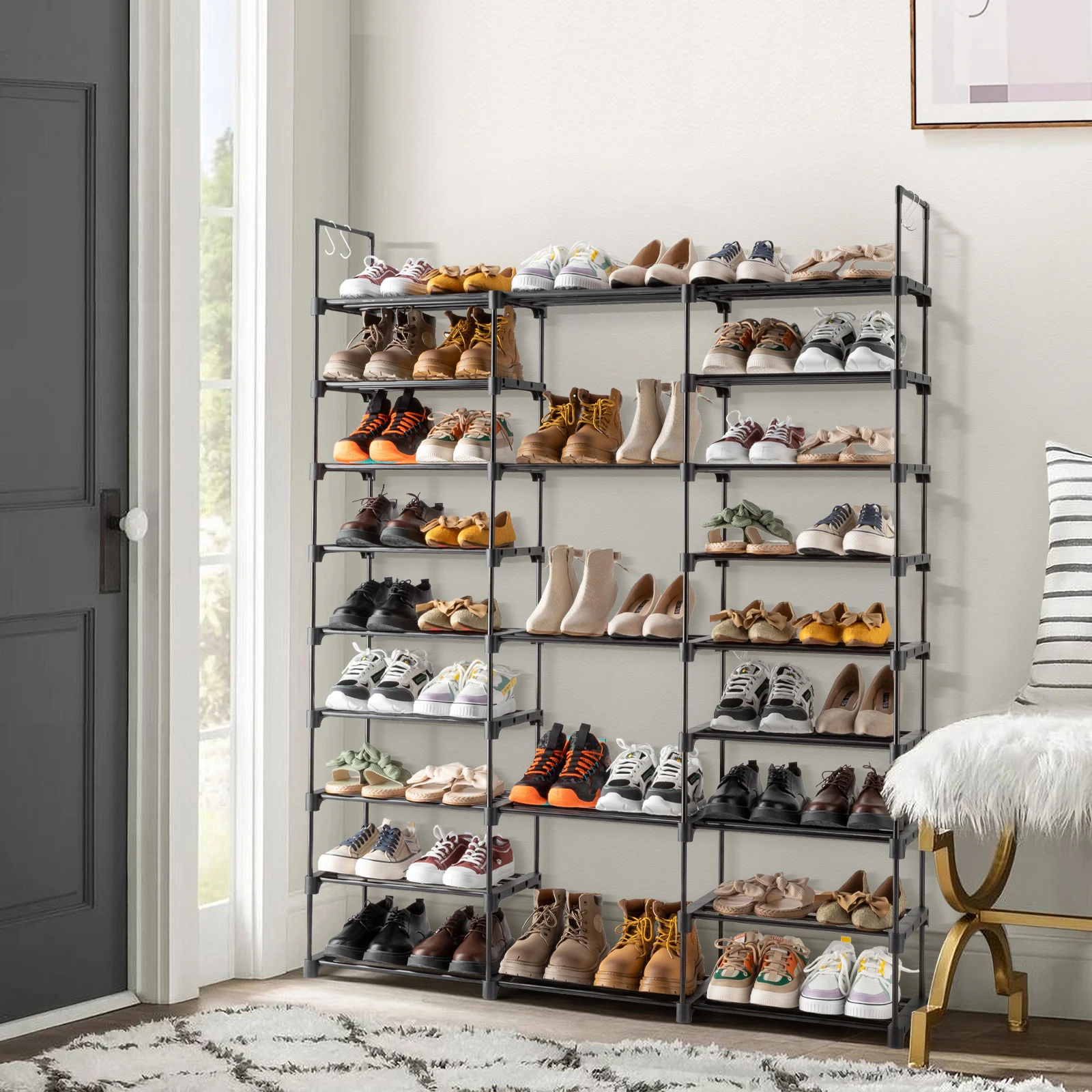 

9 Tiers Shoe Rack Cabinets 50-55 Pairs Shoes Shelf Organizer for Entryway Storage Organizer Shoe Cabinet