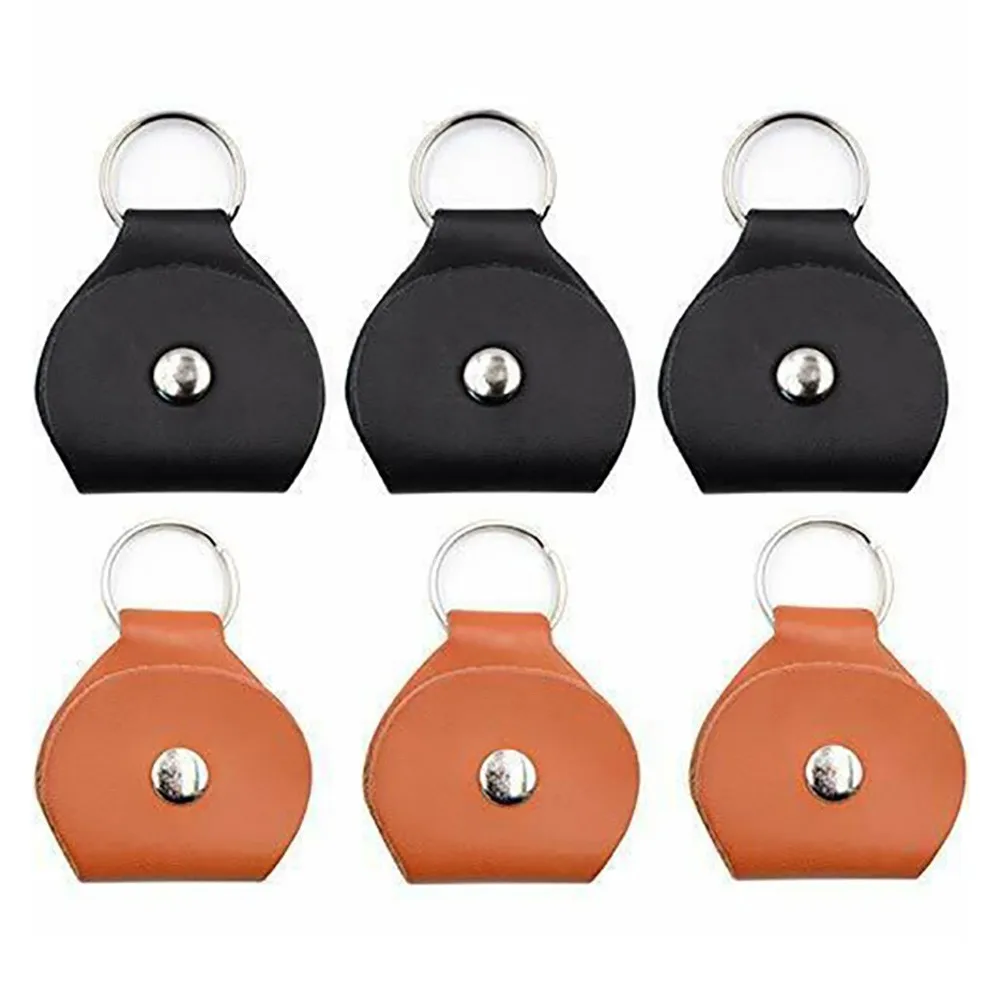 Description Picture 2 of itemGuitar Pick Holder Plectrum Bag Case 6 Pack Leather Keychain Plectrum Cases Mediator Bank Cow Leather 1-3 Pcs Guitar Picks