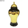 Black Gold Gradient Color General Tank Golden Porcelain Ginger Jar Creative Vases Dresser Table Jewelry Cosmetic Container 6