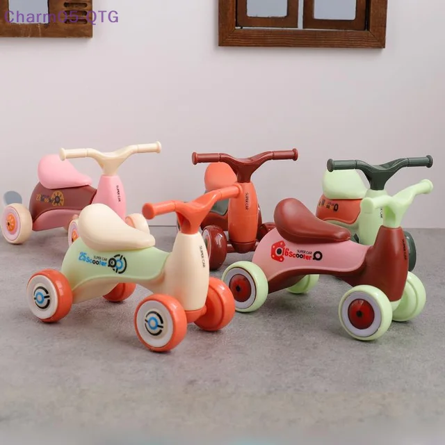 NEW Simulation Mini Cute Kids Balance Car Four-wheeled Baby Sliding Scooter Ornament Creative Assembly Children's Car Toy Gift 1