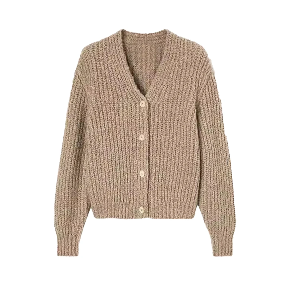 NIGO LP Autumn And Winter Women's V-Neck Retro Solid Color Cashmere Knitted Single-Breasted Cardigan Loose Jacket #nigo61154 6